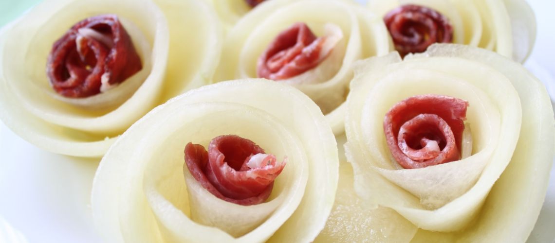 Flores de melón con jamón