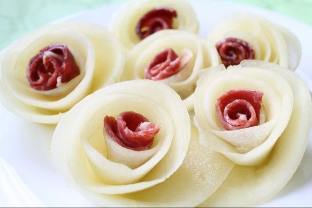 Flores de melón con jamón
