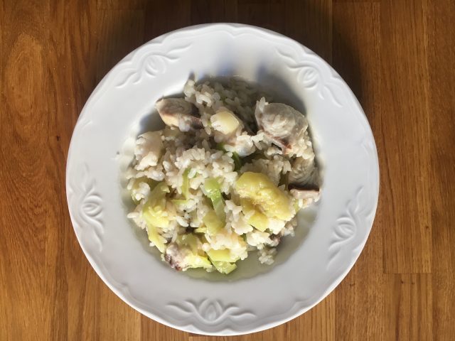 Arroz con Pescado y Calabacín